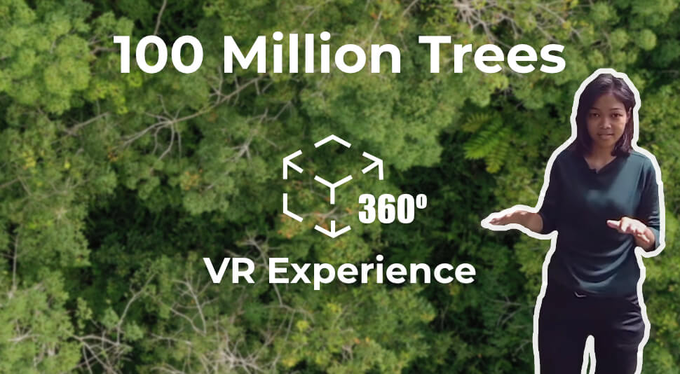 Monalisa explains something, 100 Million Trees VR Experience