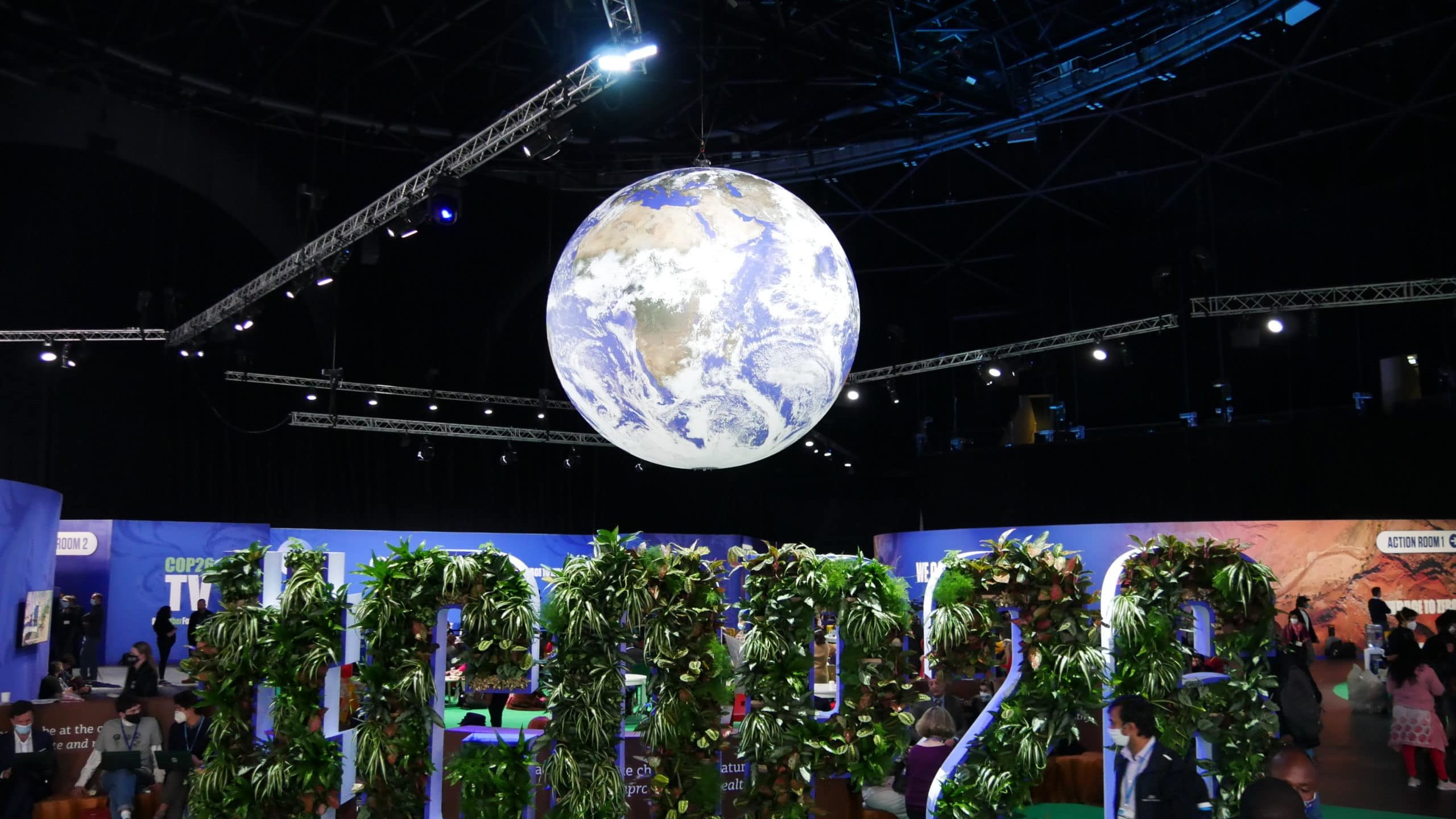 COP26 writing from plants above globe
